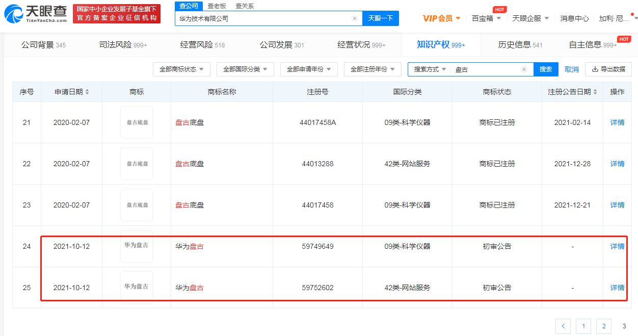 华为盘古商标已通过初审，商标初审公告是不是成功了？